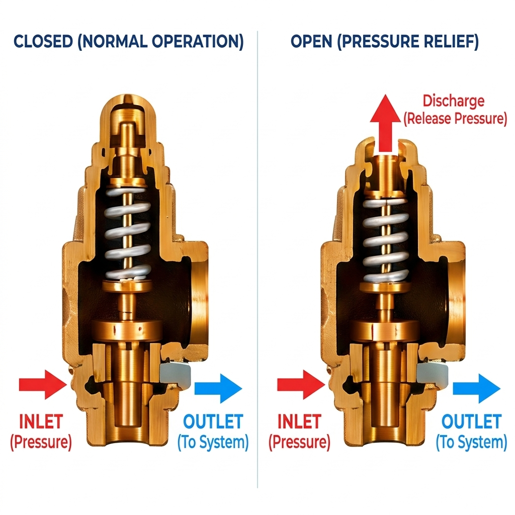 CW617N Operational Diagram Closed vs Open Relief
